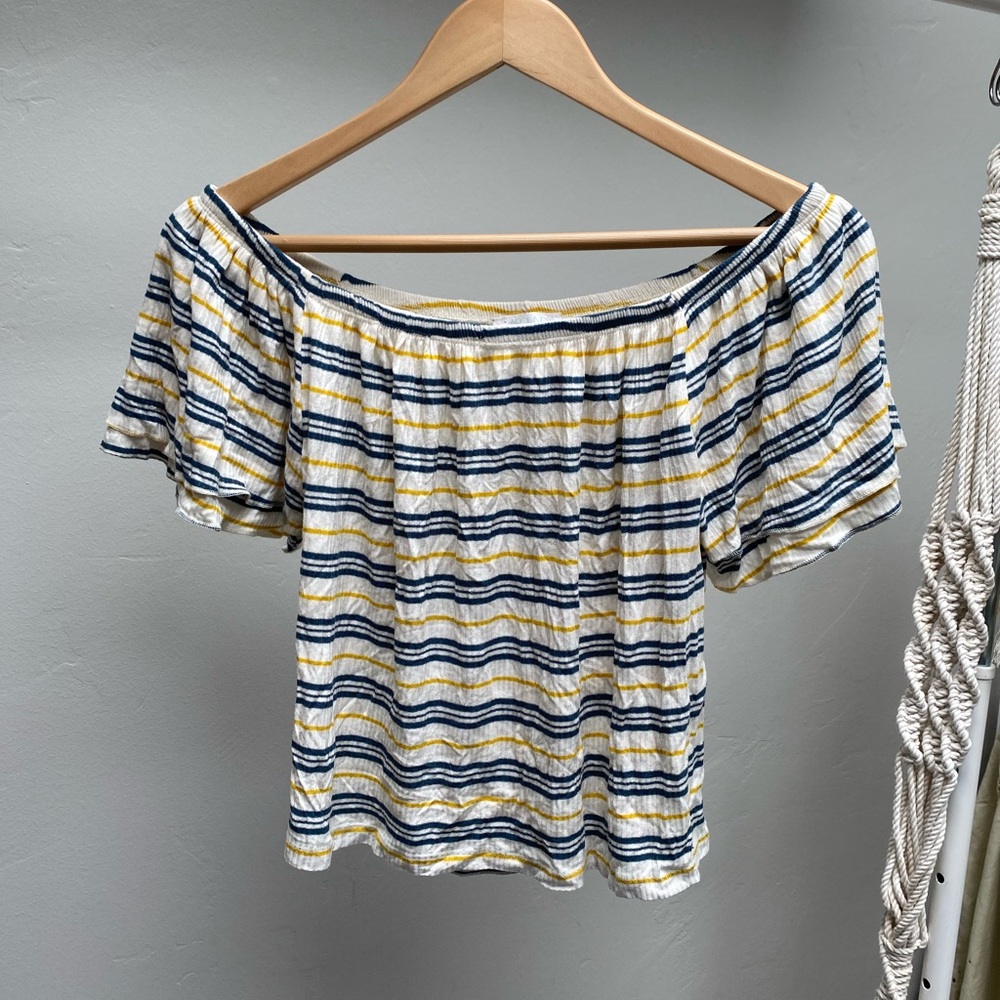 Abound cropped off the shoulder striped top